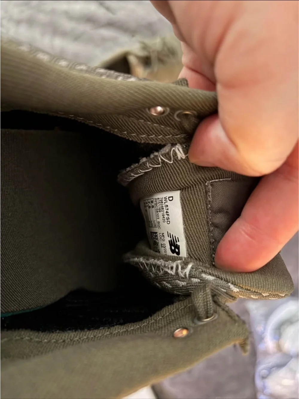 New Balance Olive Green Athletic Sneakers with Pink Trim